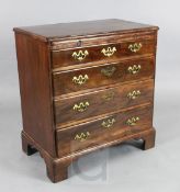 A George III mahogany chest, fitted brushing slide and four graduated long drawers, on bracket feet,