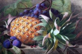 Charles Henry Slater (1820-1888)watercolour,Still life of a pineapple, plums and grapes,signed,11