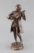 Adrien Etienne Gaudez (1845-1902). A late 19th century patinated bronze study of young Mozart