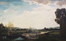 Harrison Miller (Exh.1889-1933)oil on canvas'Amberley Gap - South Downs'signed26 x 42in.