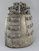 A Chinese archaistic bronze temple bell, Bo Zhong, Qing dynasty, in Warring States style with