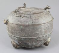 A Chinese archaic bronze ritual food vessel and cover, Dui, Eastern Zhou dynasty/Spring & Autumn