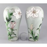 A fine pair of Japanese cloisonne enamel celadon ground vases, studio of Hayashi Kodenji, Meiji/