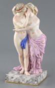 A Meissen group of Cupid and Psyche, late 19th century, after Schonheit, standing on a square '