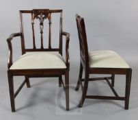 A set of eight Sheraton style mahogany dining chairs, including a pair of carvers, with Prince of