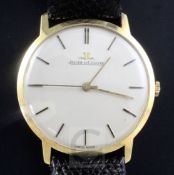 A Jaegar le Coultre 1961 18ct gold ultra thin gentleman's wristwatch, original buckle and