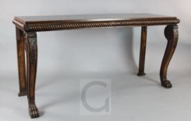A George III mahogany serving table with acanthus scroll legs 6ft2in. D.1ft10in. H.3ft.