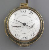 A George III pedometer by Spencer and Perkins of London, in shagreen covered brass pocket watch