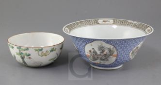 A Chinese grisaille and gilt decorated bowl, Yongzheng mark, 19th century, painted with a scholar