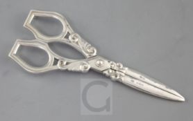 A pair of early 1920's Georg Jensen sterling silver acorn? pattern grape shears, pattern no. 141,