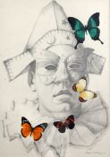 Martin Battersby (1914-1982)pencil and watercolourPierrot & butterfliessigned and dated '8117 x