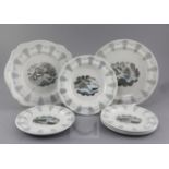 Eric Ravilious for Wedgwood- eight various 'Travel, pattern plates, date codes for 1953-5, black