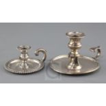 A William IV silver circular chamberstick by John Angel II & Joseph Angell I, London, 1832 and one