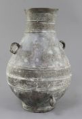 A Chinese archaic bronze ritual drinking vessel, Hu, Late Spring & Autumn period/Eastern Zhou