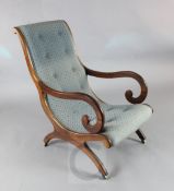 A Victorian rosewood slipper chair H.3ft3in.