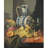 Edward Ladell (1821-1886)oil on canvasStill life of fruit beside a glass and stoneware jug14 x