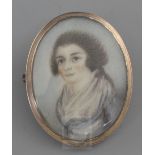 18th century English Schooloil on ivoryMiniature of a lady1.75 x 1.25in.