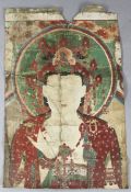 Three Chinese fragmentary temple paintings of immortals, 17th/18th century, each painted on silk