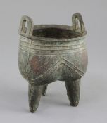 A Chinese archaic bronze tripod ritual vessel, Liding, late Shang/early Western Zhou dynasty, 12th-