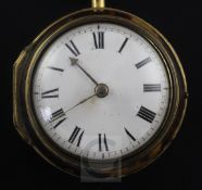 An early 19th century tortoiseshell and gilt metal pair cased keywind verge pocket watch by