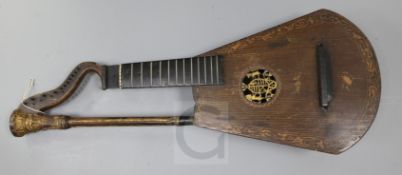 A Regency harp lute, by Clemente, London c.1820, with gilt gesso column and faux painted wood