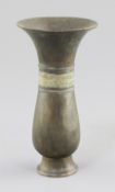 A Chinese bronze vessel, Zhi, Qing dynasty cast in relief to a band with a taotie mask and leiwen,