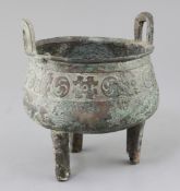 A Chinese archaic bronze tripod ritual food vessel, Ding, Western Zhou dynasty, 11th-8th century B.