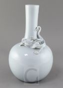 A Chinese Claire-de-Lune glazed 'dragon' bottle vase, Republic period, the neck and shoulder