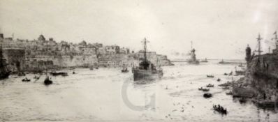 William Lionel Wyllie (1851-1931)etchingValetta Harbour, Maltasigned6.5 x 15in.