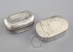 A George III silver vinaigrette by T.Simpson & Son Birmingham 1814 and an oval silver patch box,