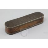 An antique Dutch copper and brass seaman's tobacco box, 7in.