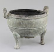 A Chinese archaic bronze tripod food vessel, Dui, Eastern Zhou dynasty, 8th-3rd century B.C., cast