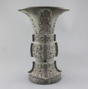 A rare Chinese archaic bronze ritual wine vessel, Zun, late Shang/early Western Zhou dynasty, 12th-