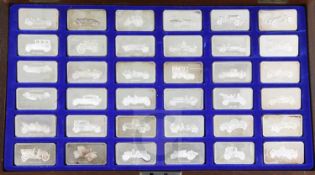 A 1970's cased collection of thirty six silver ingots "The Lord Montagu Collection of Great Cars",