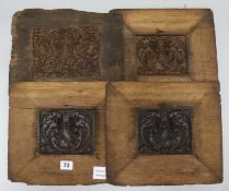 Four 18th century carved oak panels