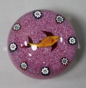 A Paul Ysart 'fish' paperweight, pink ground