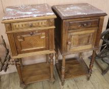 Two French bedside cupboards, both W.40cm