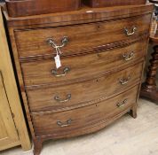 A Regency mahogany bow-fronted chest fitted four graduated long drawers W.91cm