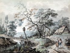 Paul Sandby Munn (1773-1845)ink and watercolourTravellers in a wooded landscape7.5 x 9.5in.,