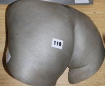 John Cotter. A silvered resin 'Buttocks' sculpture, 13.5in.