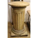 An antique stained pine pedestal W.42cm
