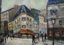 French Schooloil on canvasParis street sceneindistinctly signed20 x 28in.