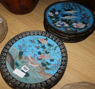 Ten Japanese cloisonne plates