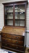 A George III mahogany bureau bookcase W.116cm