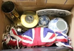 A quantity of bunting, a commemorative plate, etc.