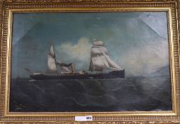 Alexander Huttonoil on canvasThe Ben Line Steamship Ben-Gloesigned and dated 189518 x 28in.