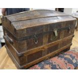 An early 20th century dome top steamer trunk W.83cm