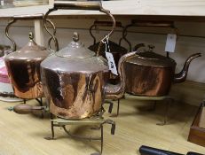 Four Georgian copper kettles