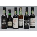 Six half bottles of port