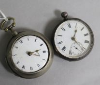 A George III silver pair cased verge pocket watch by James Bennitt, Uttoxeter and a later silver
